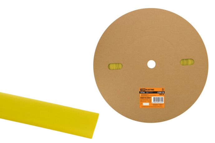 Термоусаживаемая трубка ТУТнг 20/10 желтая (100 м/ролл) | SQ0518-0051 TDM