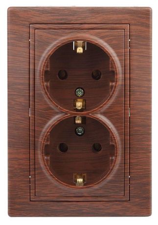 Розетка 2-м СП Plano 1-205-10 16А IP20 250В 2х2P+E Schuko венге Intro Б0030072 ЭРА
