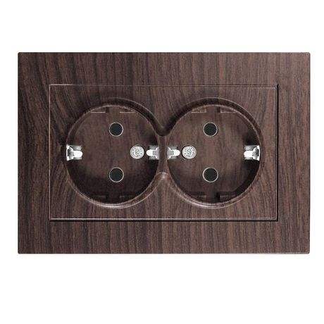 Розетка двухместная UNIVersal серия Афина с/з, с/у, 16А, 220В, венге (еврослот), механизм - A0128-V Союз
