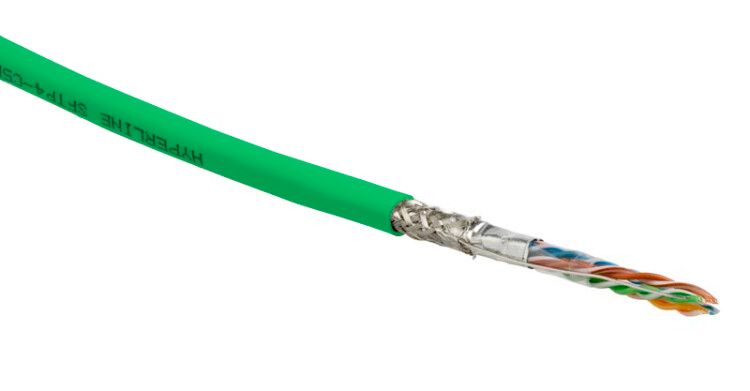 Кабель витая пара SF/UTP кат.5E 4 пары 24 AWG ОЖ solid экран-фольга + медн. оплетка PVC -20град.C-+75град.C SFUTP4-C5E-S24-IN-PVC-GN-305 гарантия: 15 лет компонентн. / 25 системн. зел. (уп.305м) Hyperline 444635