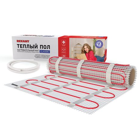 Комплект "Теплый пол" (мат) двухжил. 600Вт 0.5х8м 4кв.м Classic RNX-4-600 с экраном Rexant 51-0508-2 MEET