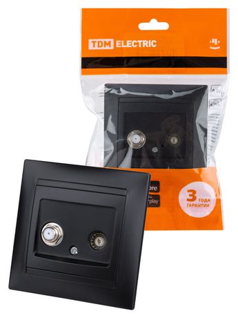 Розетка TV ("мама") + SAT (F-разъем) 0-2400МГц графит "Лама" | SQ1815-0620 TDM