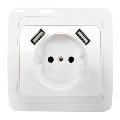 Розетка одинарная CLASSICO с двумя USB белая 2147 | 4690612035260 IN HOME
