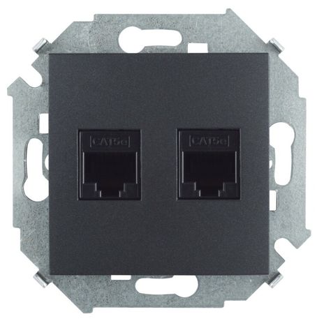 Розетка компьютерная 2-м Simon15 RJ45 кат.5E UTP AMP графит Simon 1591552-038