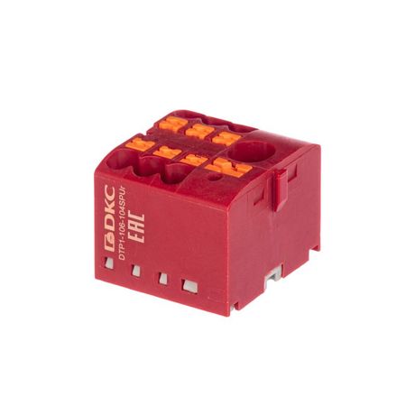 Блок распределительный зажим push-in 1 ввод 6кв.мм 6 точек подключения 25кв.мм красн. DKC DTP1-106-104SPUR ДКС