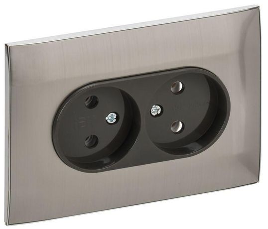 Розетка 2-м SKANDY 10А без заземл. защ. шторок в сборе SK-R10N никель IEK SK-R20-10-K50-F