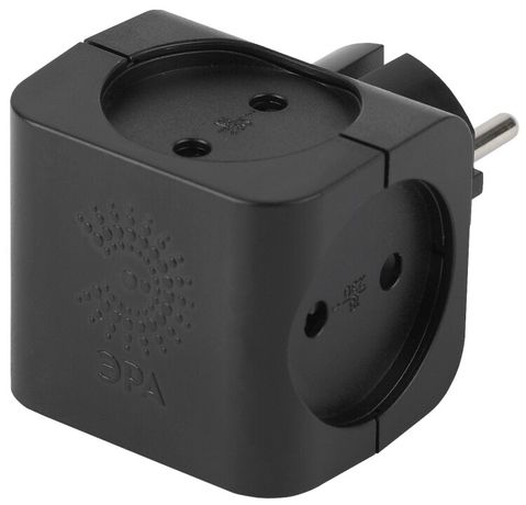 Тройник SP-4-B 4гн, без заземл (чёрный) (10/60/2880) |Б0008207 | ЭРА