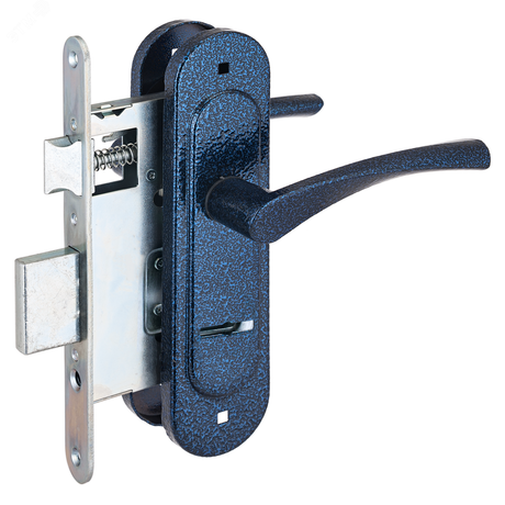 Замок врезной Птимаш ЗВ9-407 с пружиной синий муар с/руч - 13607 ПТК