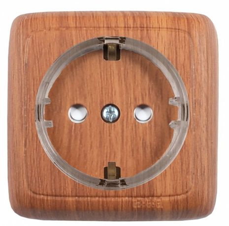 Розетка наружная с заземлением монтажной пластиной (стакан) дуб - РА16-175-05 HEGEL