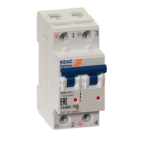 Выключатель автоматический двухполюсный OptiDin BM63-2L10-DC-УХЛ3 (Новый) | 261262 КЭАЗ