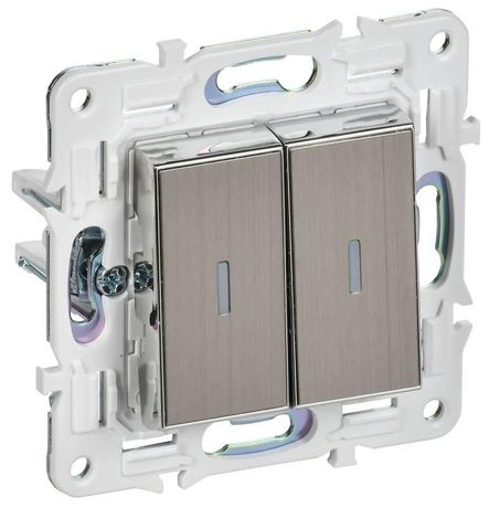 Выключатель 2-кл. SKANDY 10А SK-V09N с индикацией никель IEK SK-V20-1-10-K50