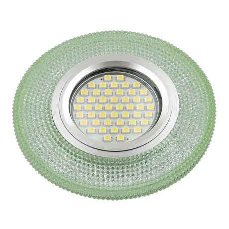 Светильник декор.встр Luciole DLS-L142 GU5.3 GLASSY/GREEN доп.LED подсветка 3Втстекл. зерк./светло-зеленый. | UL-00003882 Fametto