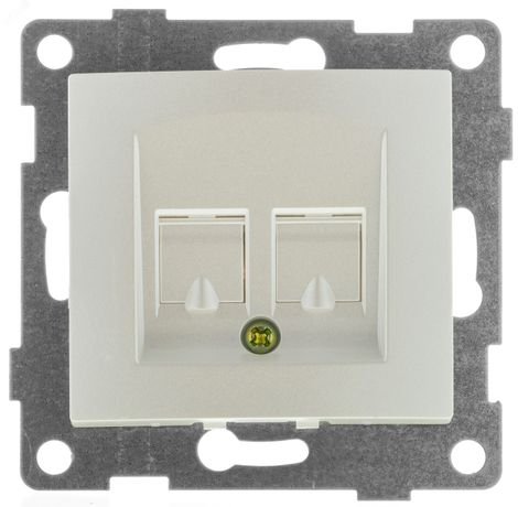 Механизм розетки компьютерной и телефонной RJ45 RJ12 СП Bravo жемчуж. GUSI С10КТ-028