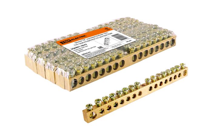 Шина "N" нулевая 6х9мм 16/1 (12 групп/крепеж по центру) | SQ0801-0042 TDM