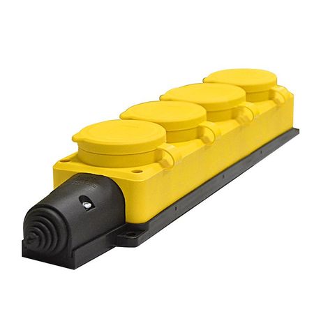 Колодка 4-х местная однофазная с заглушками КОМПАКТ каучук желтый - 3084 Союз
