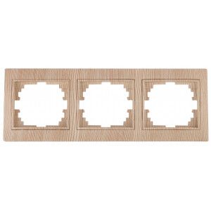 Рамка для розеток и выключателей 3 поста сосна пластик Intro Plano 1-503-11 - Б0030101 ЭРА