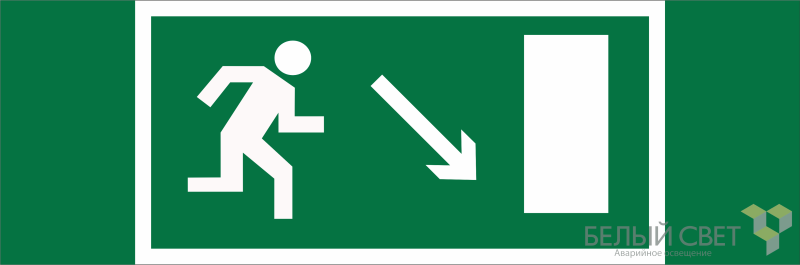 Знак безопасности BL-3511B.E07 "Напр. к эвакуационному выходу направо вниз" Белый свет a27404 BS
