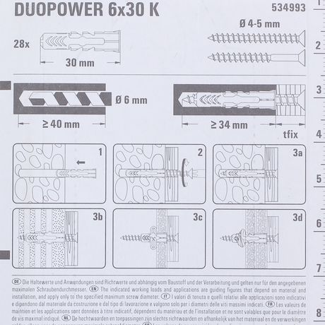 Дюбель универсальный DUOPOWER 6х30 - 555006 Fisher