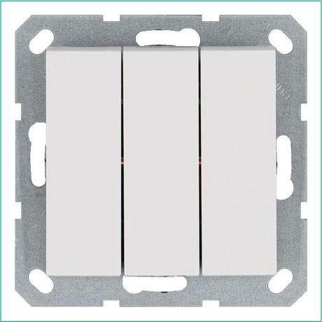 Выключатель трехклавишный 10A 250V~ с накладкой, цвет белый глянцевый - G3031W Jasmart
