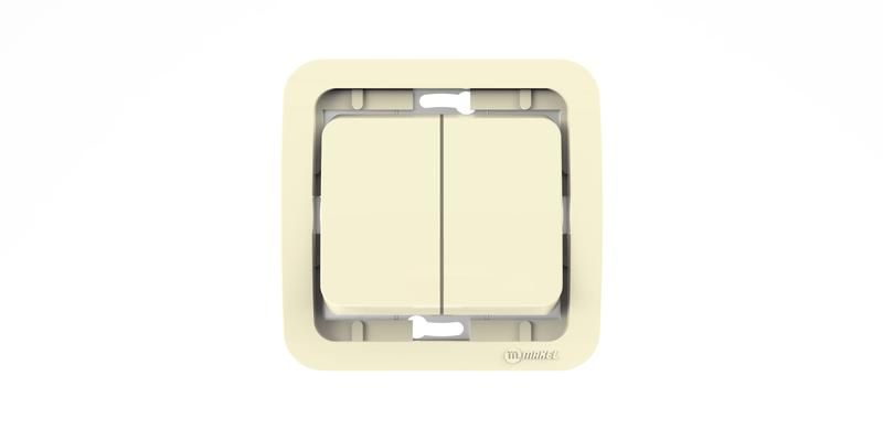 Выключатель 2-кл. СП Mimoza 10А IP20 без вставки крем. Makel 32003
