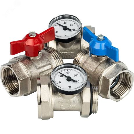 Комлект прямых/шаровых кранов 1' с термометрами - SMS-1000-030001 STOUT RG008Q1TNRNGGP