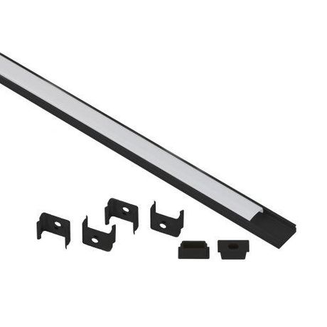 Комплект с накладным анодированным профилем 1506B 15х6мм, 2м, черный САВ262 | Б0062817 ЭРА