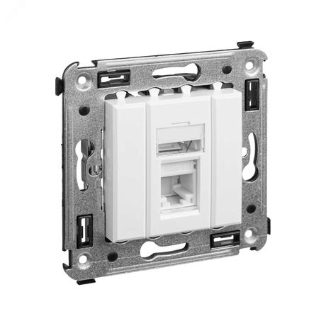 Компьютерная розетка RJ-45 в стену, кат.6 одинарная,"Avanti", "Белое облако" | 4400293 DKC ДКС