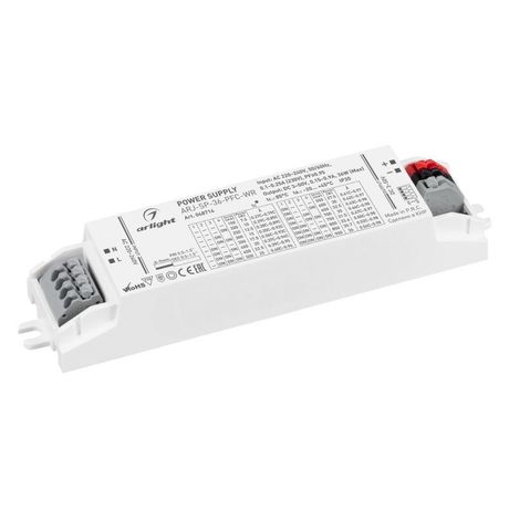 Блок питания ARJ-SP-36-PFC-WR (36W, 3-50V, 0.15-0.9A) (IP20 Пластик, 5 лет) | 048714 Arlight