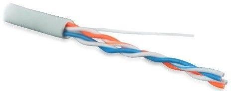 Кабель витая пара, неэкранированнаят U/UTP, категория 5, 2 пары (24 AWG), многожильный (patсh), LSZH, нг(С)-HF, -20°C - +75°C, серый (500 м) 229836 Hyperline