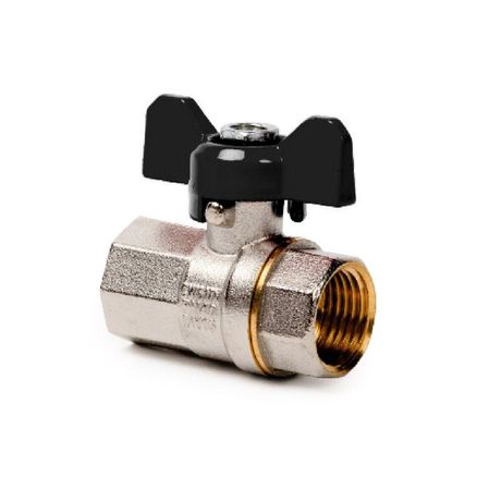 Кран шаровой ручка бабочка латунь внутр./внутр. резьба 3/4дюйм PN40 никель RTP 25826