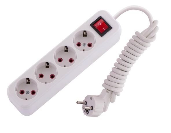 Удлинитель 4х2м с заземл. 16А IP20 Lila выкл. LEZARD 720-0402-402