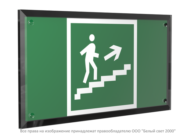 Знак безопасности PT-32178-Black.E15 "Напр. к эвак.выходу по лестн. вверх (прав) " Белый свет a32708 BS