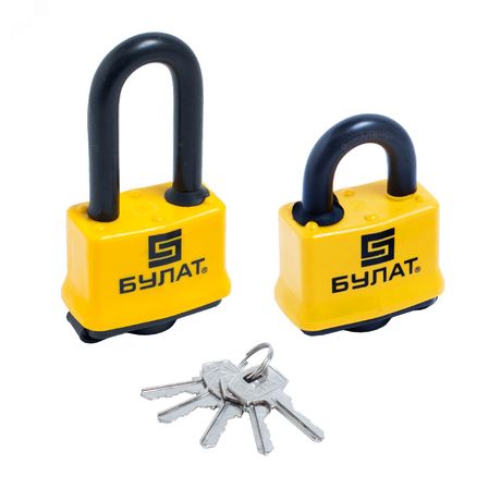 Замок навесной БУЛАТ ВС 0350/0350-01 ПОД ОДИН КЛЮЧ компл.- 2шт 5кл. d=10мм - 13461 ПТК
