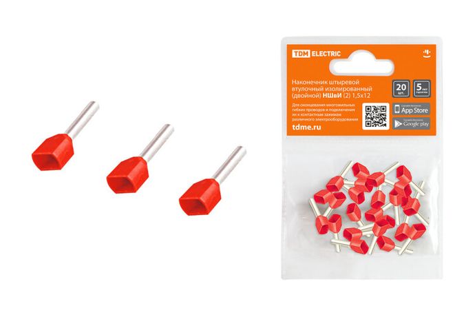 Наконечник штыревой втулочный изолированный (двойной) НШвИ (2) 1,5х12 (20шт) | SQ0568-0052 TDM