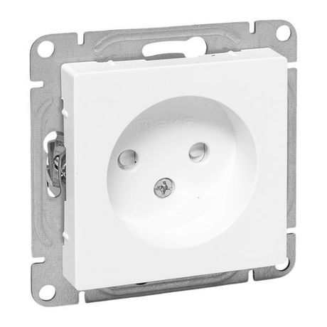 Механизм розетки, 16А, без заземления, со шторками, белый Эпика EKF | UP1-SOW-101