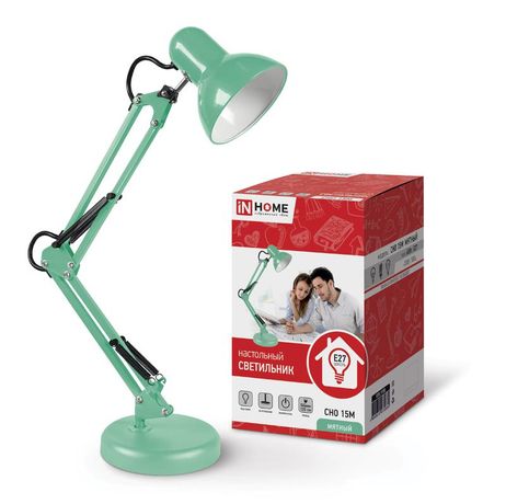Светильник настольный под лампу на основании + струбцина СНО 15М-E27 230 В МЯТНЫЙ IN HOME - 4690612035864
