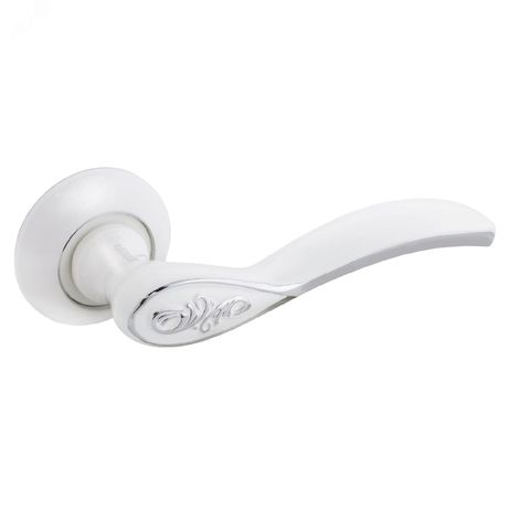 Ручка на круглой накладке (комплект), АЛЛЮР АРТ ШЭРОН W/CP (17112) белый/хром - 12447 ПТК