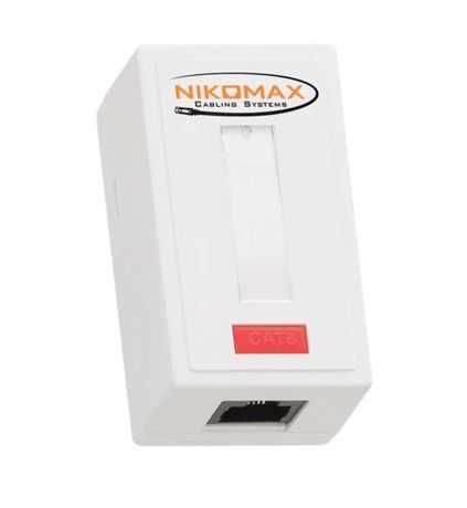 Настенная розетка, 1 порт, Кат.6, RJ45/8P8C, на плате, неэкраннированный, белая - ЭКО04804 NIKOMAX NMC-WO1UE2-WT