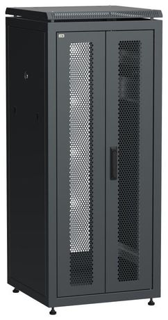 Шкаф напольный сетевой 19' LINEA N 28U 600х600мм передняя распашная перфорированная дверь задняя черный - LN05-28U66-2PP IEK