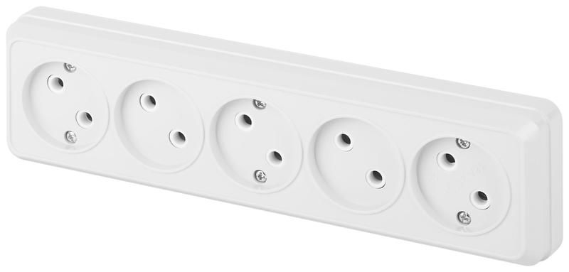 Розетка 5-м ОП Quadro 2-209-01 16А IP20 5х2P 250В без заземл. бел. MC Б0053847 MC MC арт. Б0053847