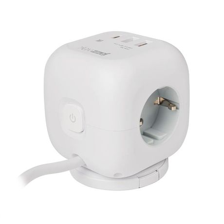 Удлинитель 3х1.5м с заземл. 2хUSB typeA + 1х typeC выкл. на поворотн. подставке EC-03U-150-wh ПВС 3х1 бел. JazzWay 5060616