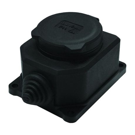 Розетка настенная 1-м 1ф "КОМПАКТ" с загл IP44 16А каучук черный UNIVersal 3032 Союз