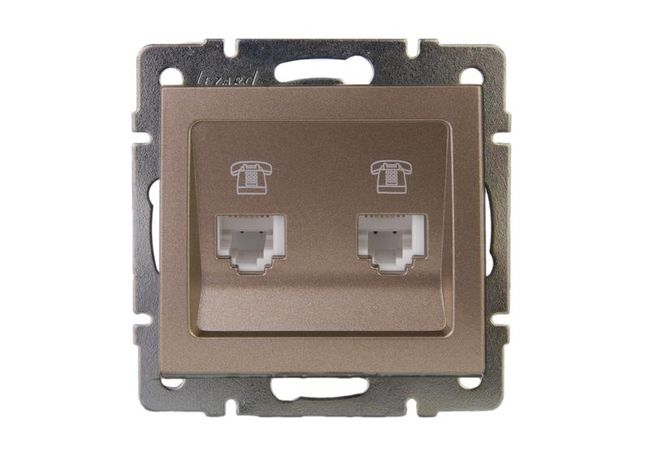 Механизм розетки телефонной 2-м Rain RJ11 евро стандарт матов. бронз. LEZARD 703-3188-138