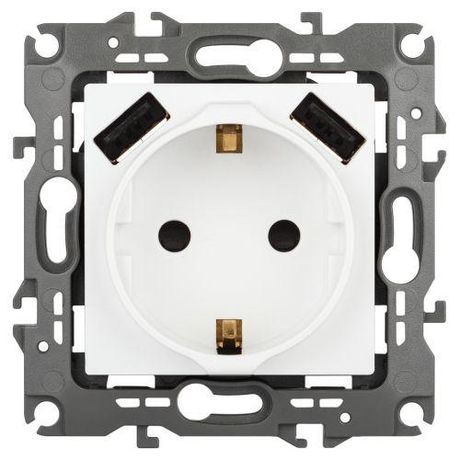 Розетка однофазная скрытого монтажа, в рамку с заземлением со шторками белый матовый 16А 250В IP20 винтовые зажимы 12-4109-01М Эра 12 - Б0065728