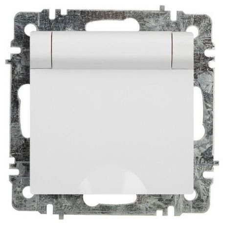 Розетка однофазная скрытого монтажа, в рамку с заземлением без шторок крышкой 16А 250В IP20 винтовые зажимы белый 6-410-03 Intro Accent - Б0063709 ЭРА