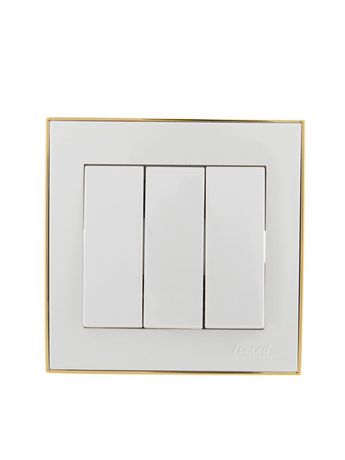 Выключатель 3-кл. СП Rain 10А IP20 с зол. боковой вставкой бел. LEZARD 703-0226-109