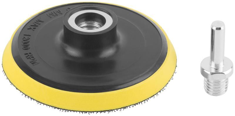 Диск шлифовальный с липучкой для АГШК, гайка М14 + переходник дрели, 100x9 мм - 39630 РОС