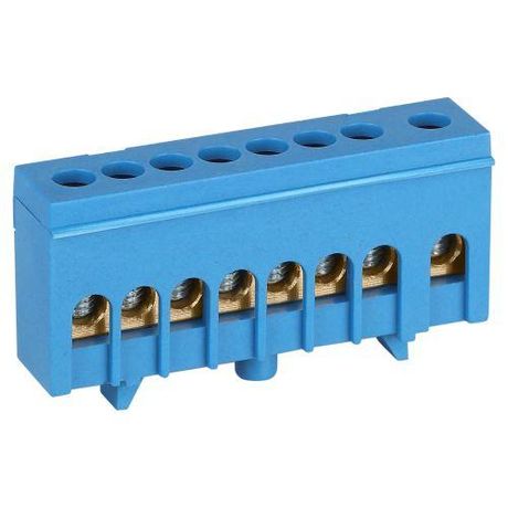 Шина NO-224-98 N ноль в изолированном корпусе на DIN-рейку ШНИ-6х9-8-Д синий | Б0062969 ЭРА