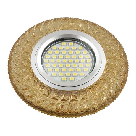 Светильник декор.встр Luciole DLS-L144 GU5.3 GLASSY/GOLD доп.LED подсветка 3Вт, стекл,зерк./светло-желтый. | UL-00003888 Fametto