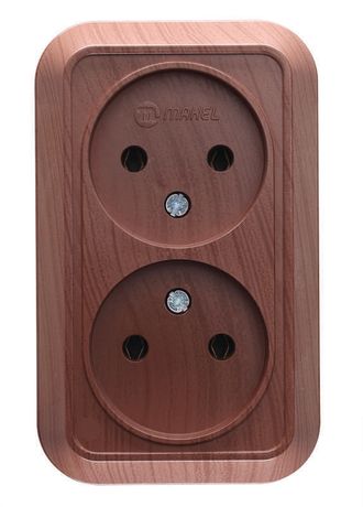 Розетка двойная наружная без заземления орех - 45417 Makel